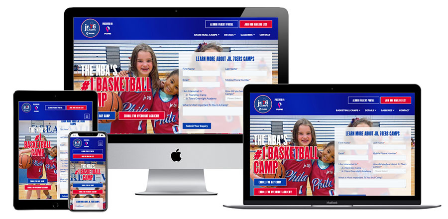 Jr. 76ers Camps responsive websites